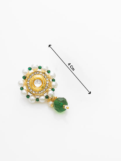 Aadita Gold-Plated Green & White Kundan Choker Necklace Set