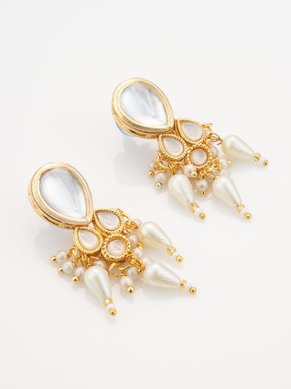 Aadita White Beaded Traditional Kundan Necklace Set