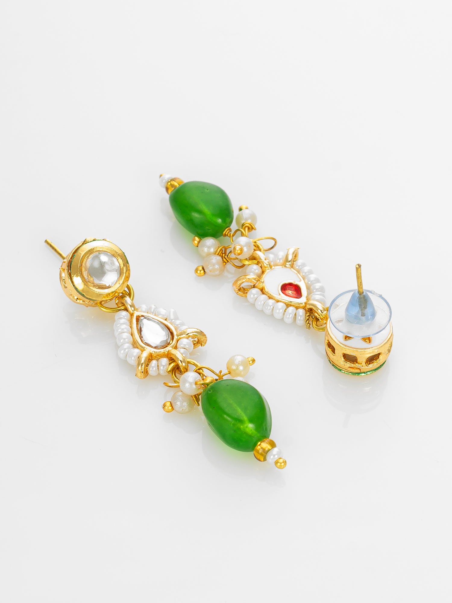 Aadita Gold Plated Green Beaded Kundan Necklace Set for Women