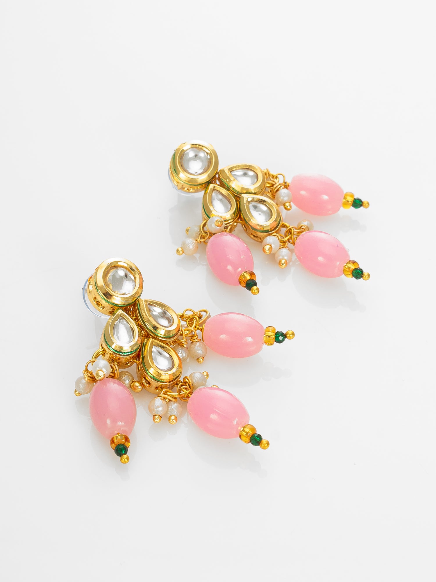 Aadita Gold Plated Kundan & Beads Designer Pink Necklace Set for Women