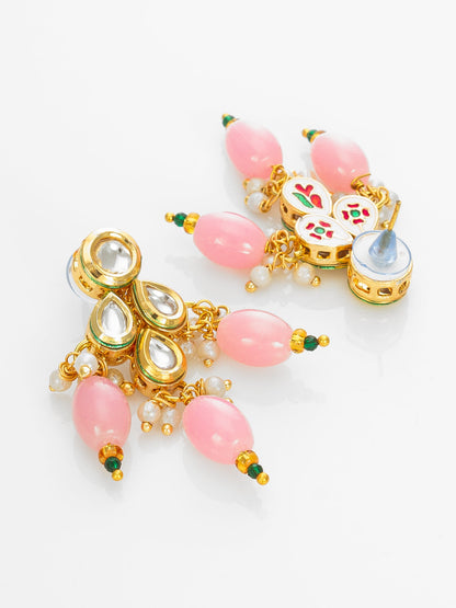 Aadita Gold Plated Kundan & Beads Designer Pink Necklace Set for Women WNK4760