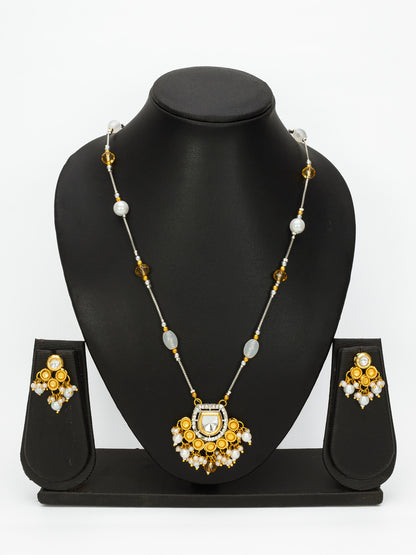 Aadita Gold-Silver Plated Pearl Beaded Designer Necklace Set