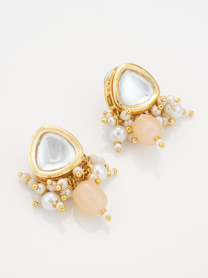 Aadita Festive Peach Kundan Necklace Set with Gold Detailing