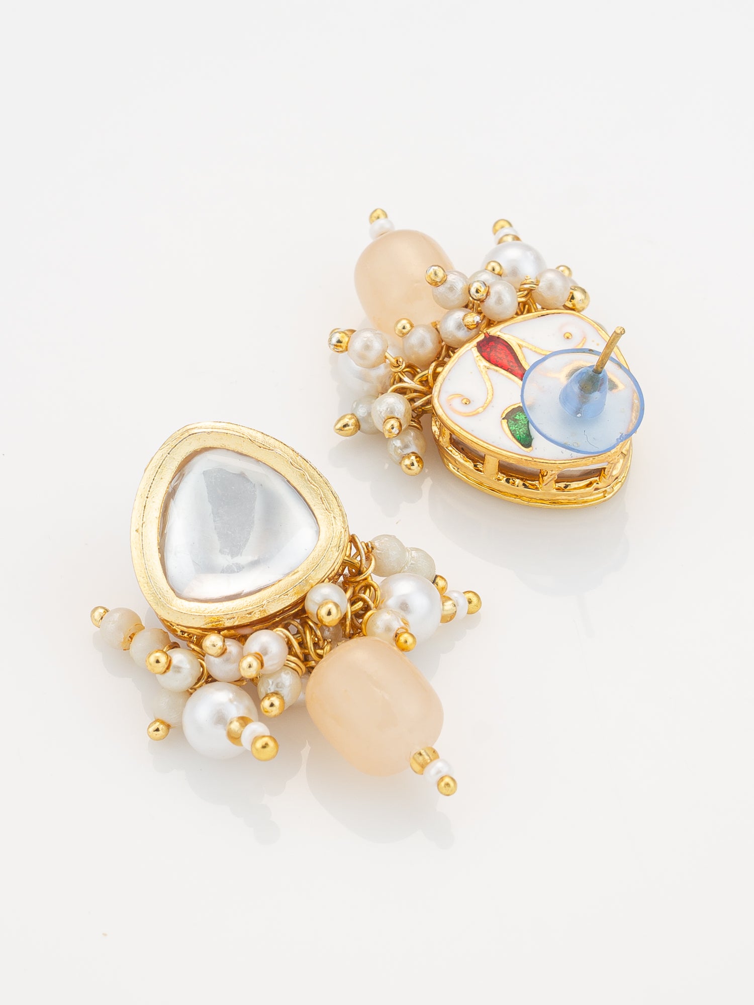 Aadita Festive Peach Kundan Necklace Set with Gold Detailing