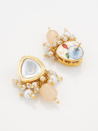 Aadita Festive Peach Kundan Necklace Set with Gold Detailing