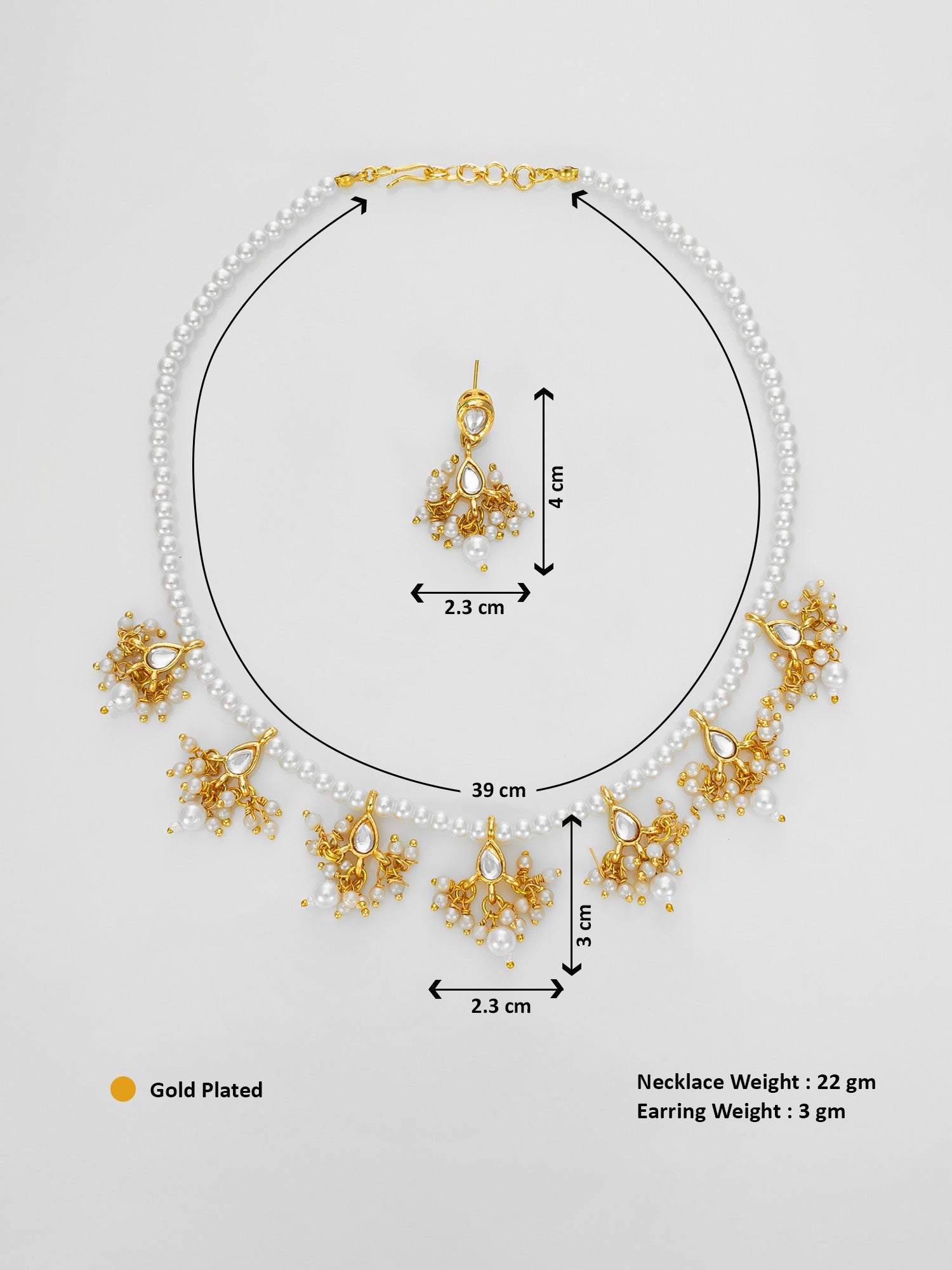 Aadita Gold Plated Pearl Beads & Kundan Choker Necklace Set for Women & Girls WNK4774