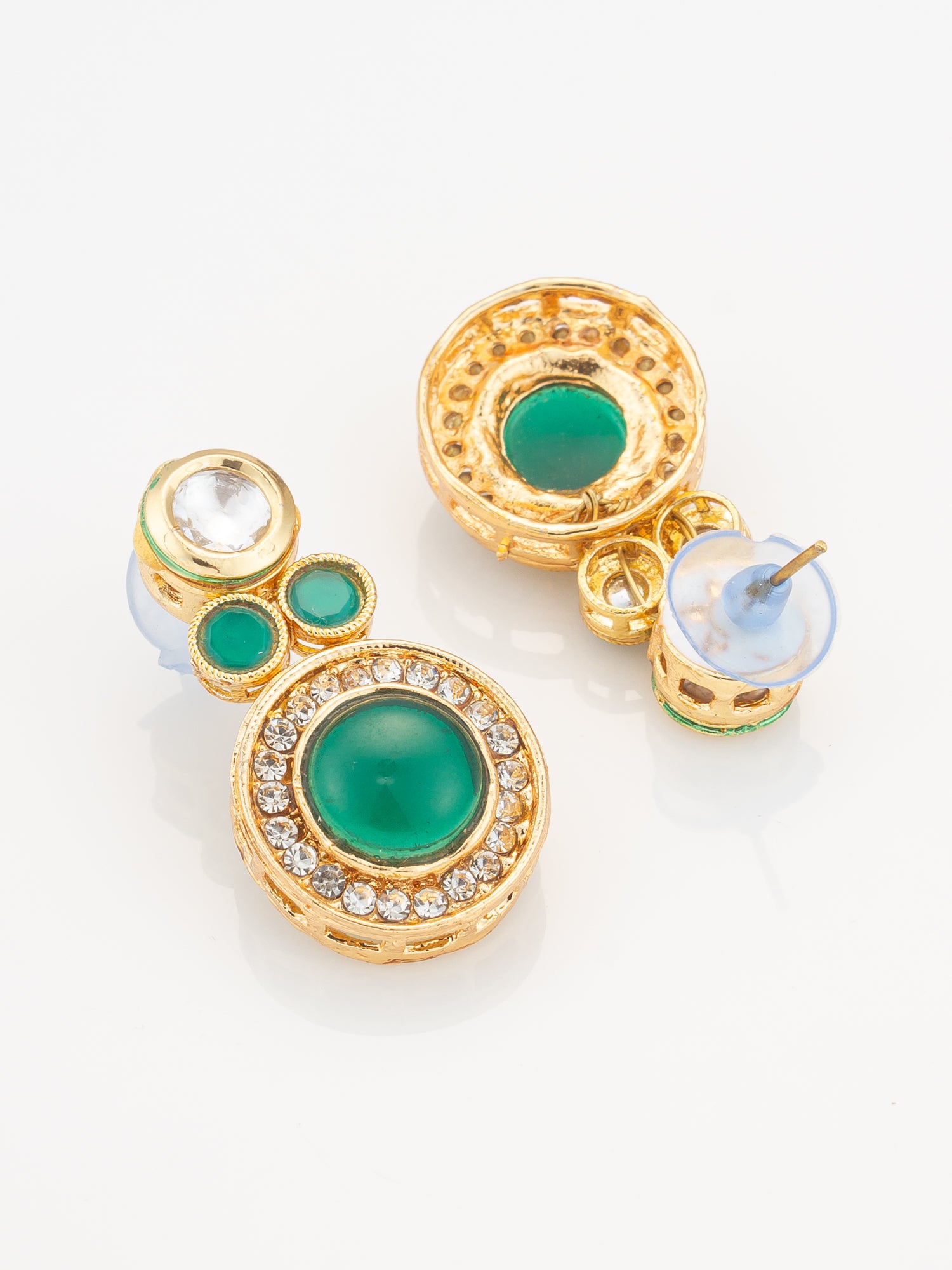 Aadita Green & White Gold Plated Traditional Necklace Set