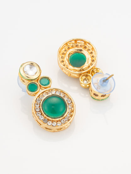 Aadita Green & White Gold Plated Traditional Necklace Set