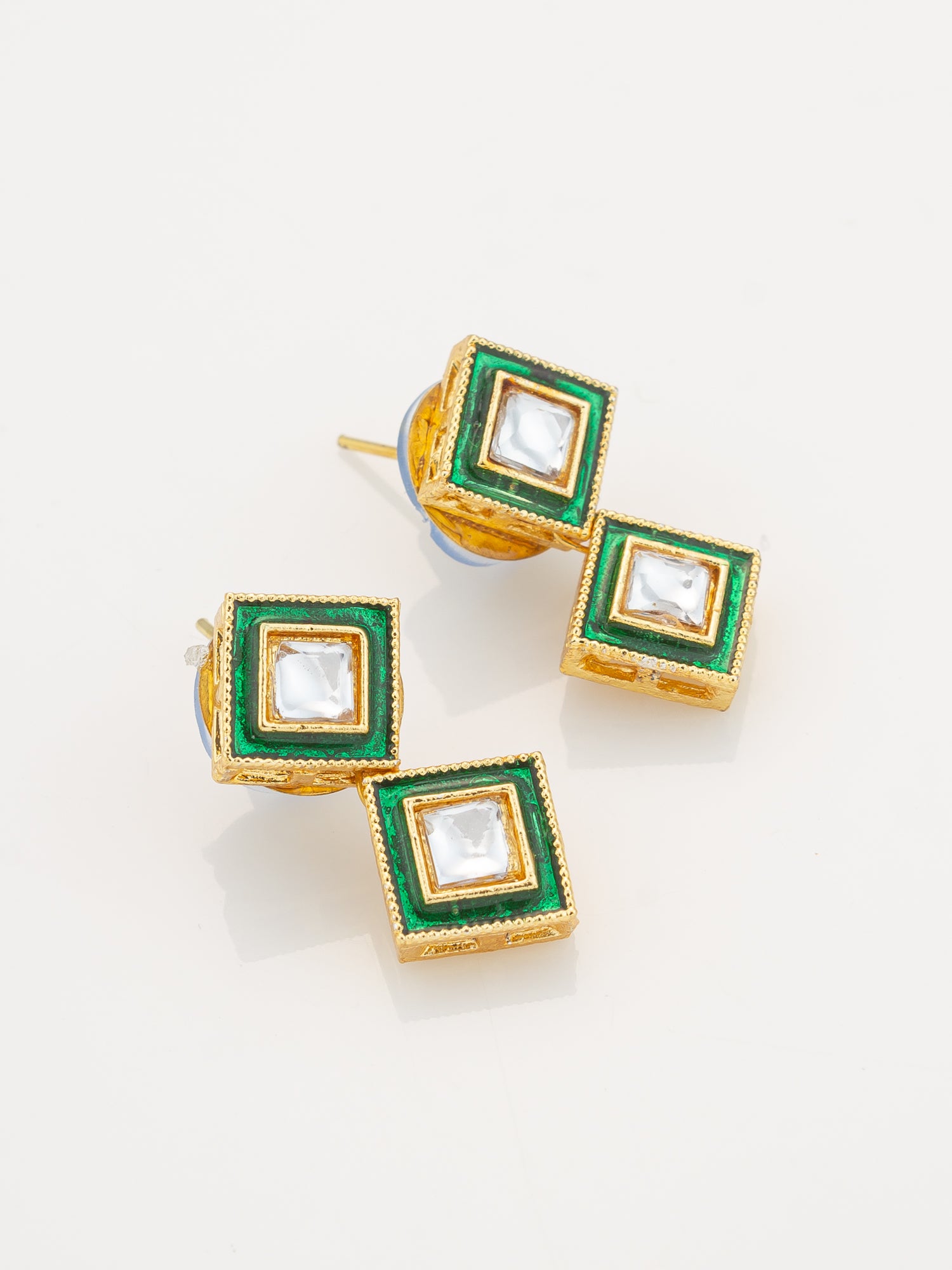 Aadita Gold Plated Green Meenakari Kundan Necklace Set for Women
