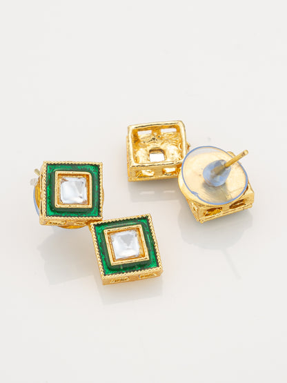 Aadita Gold Plated Green Meenakari Kundan Necklace Set for Women