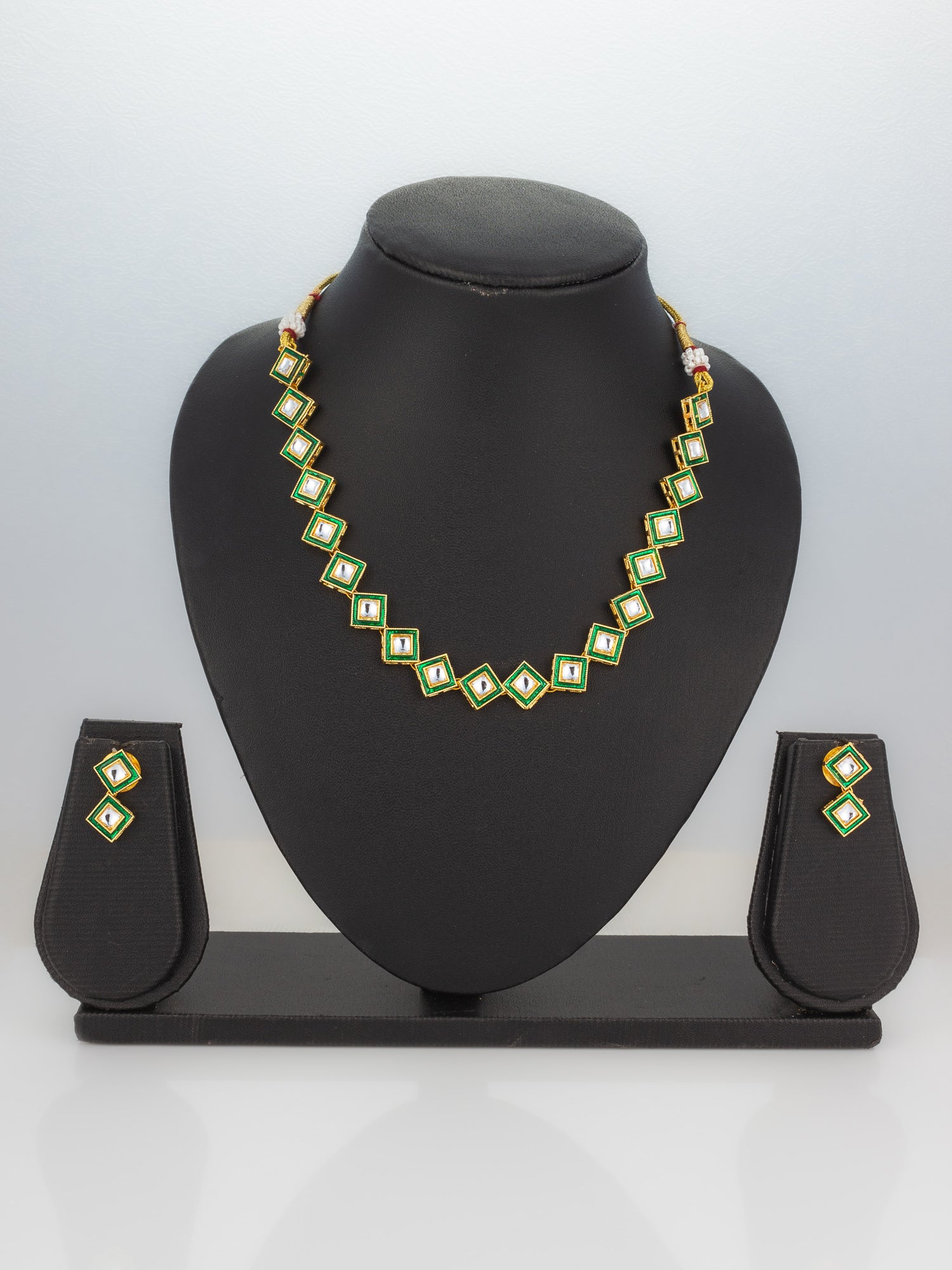 Aadita Gold Plated Green Meenakari Kundan Necklace Set for Women