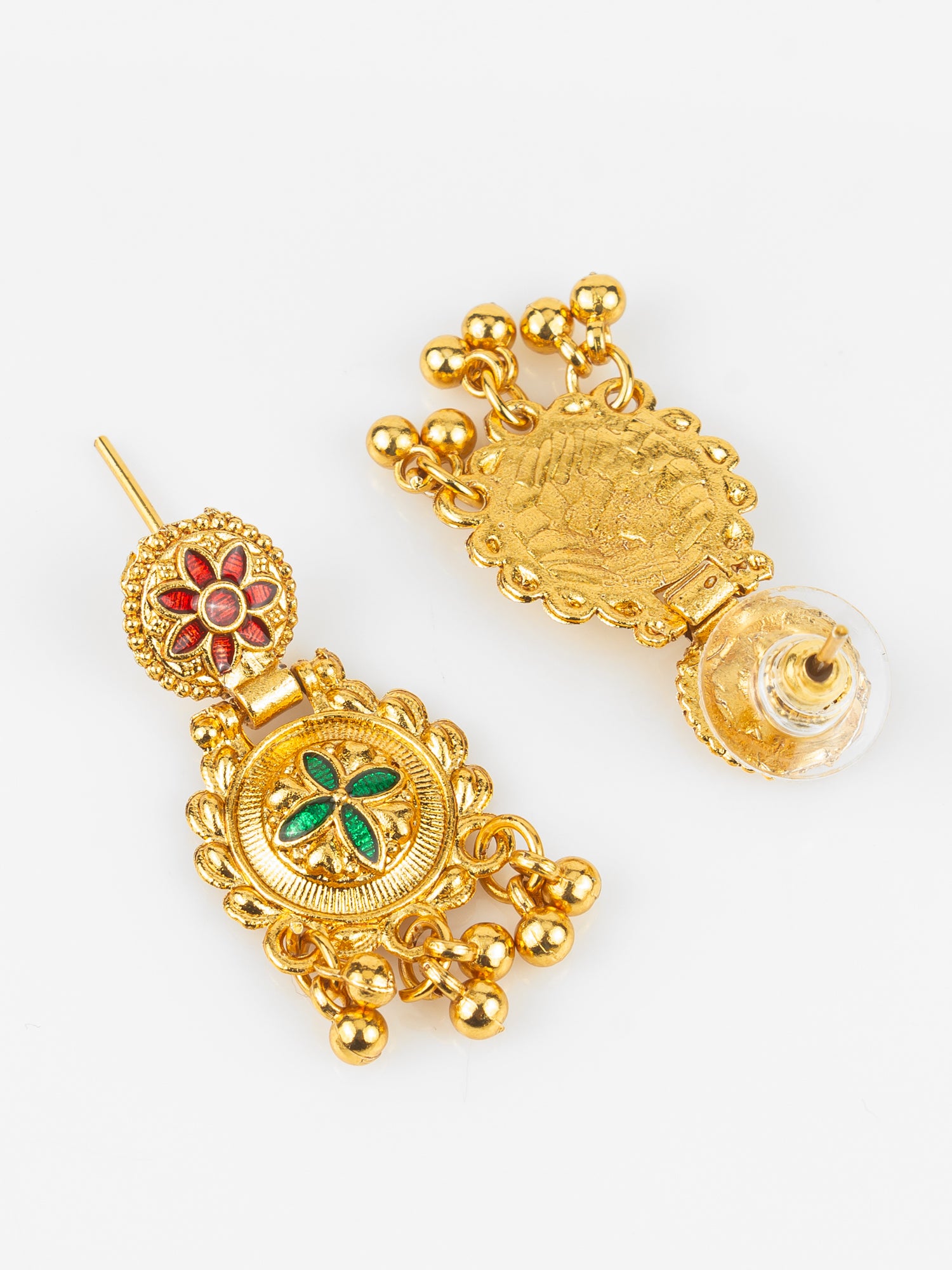 Aadita Gold-Plated Temple Peacock Necklace Set for Women | Traditional Bridal Jewellery with Earrings | Antique South Indian Design