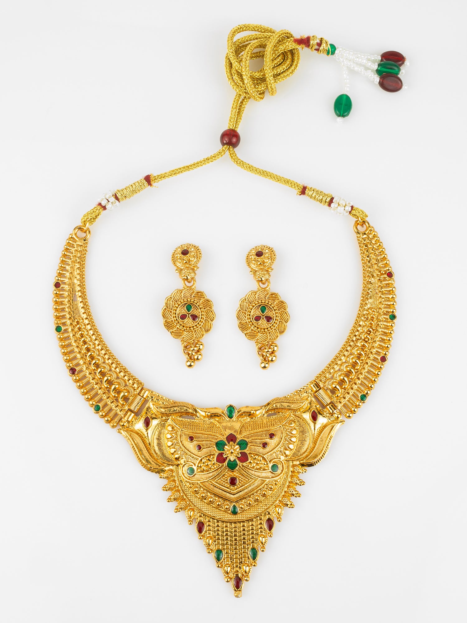 Aadita Gold-Plated Temple Necklace Set for Women | Bridal Peacock Jewellery | Traditional Design