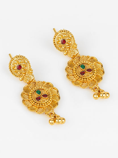 Aadita Gold-Plated Temple Necklace Set for Women | Bridal Peacock Jewellery | Traditional Design