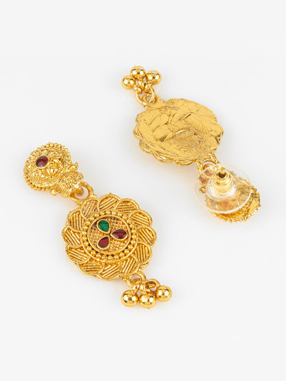 Aadita Gold-Plated Temple Necklace Set for Women | Bridal Peacock Jewellery | Traditional Design