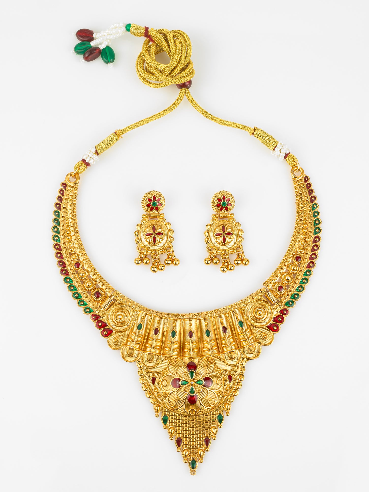 Aadita Gold-Plated Temple Necklace Set for Women | Bridal Peacock Jewellery | Traditional Design