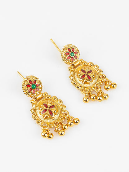 Aadita Gold-Plated Temple Necklace Set for Women | Bridal Peacock Jewellery | Traditional Design