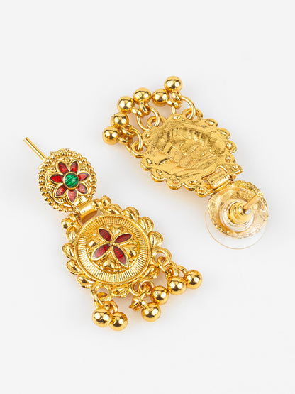 Aadita Gold-Plated Temple Necklace Set for Women | Bridal Peacock Jewellery | Traditional Design