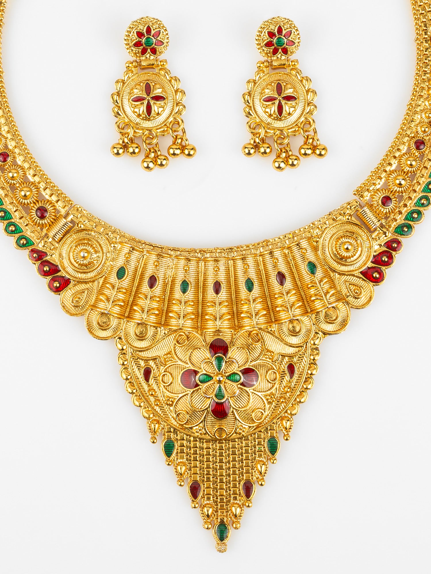 Aadita Gold-Plated Temple Necklace Set for Women | Bridal Peacock Jewellery | Traditional Design