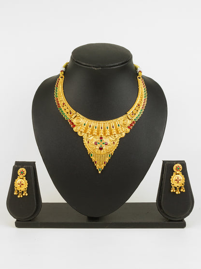 Aadita Gold-Plated Temple Necklace Set for Women | Bridal Peacock Jewellery | Traditional Design
