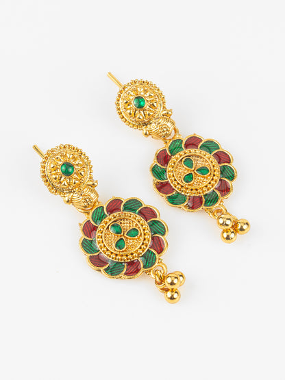 Aadita Gold-Plated Temple Necklace Set for Women | Bridal Peacock Jewellery | Traditional Design