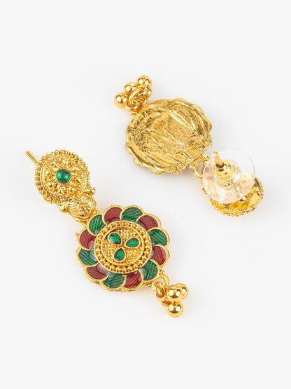 Aadita Gold-Plated Temple Necklace Set for Women | Bridal Peacock Jewellery | Traditional Design