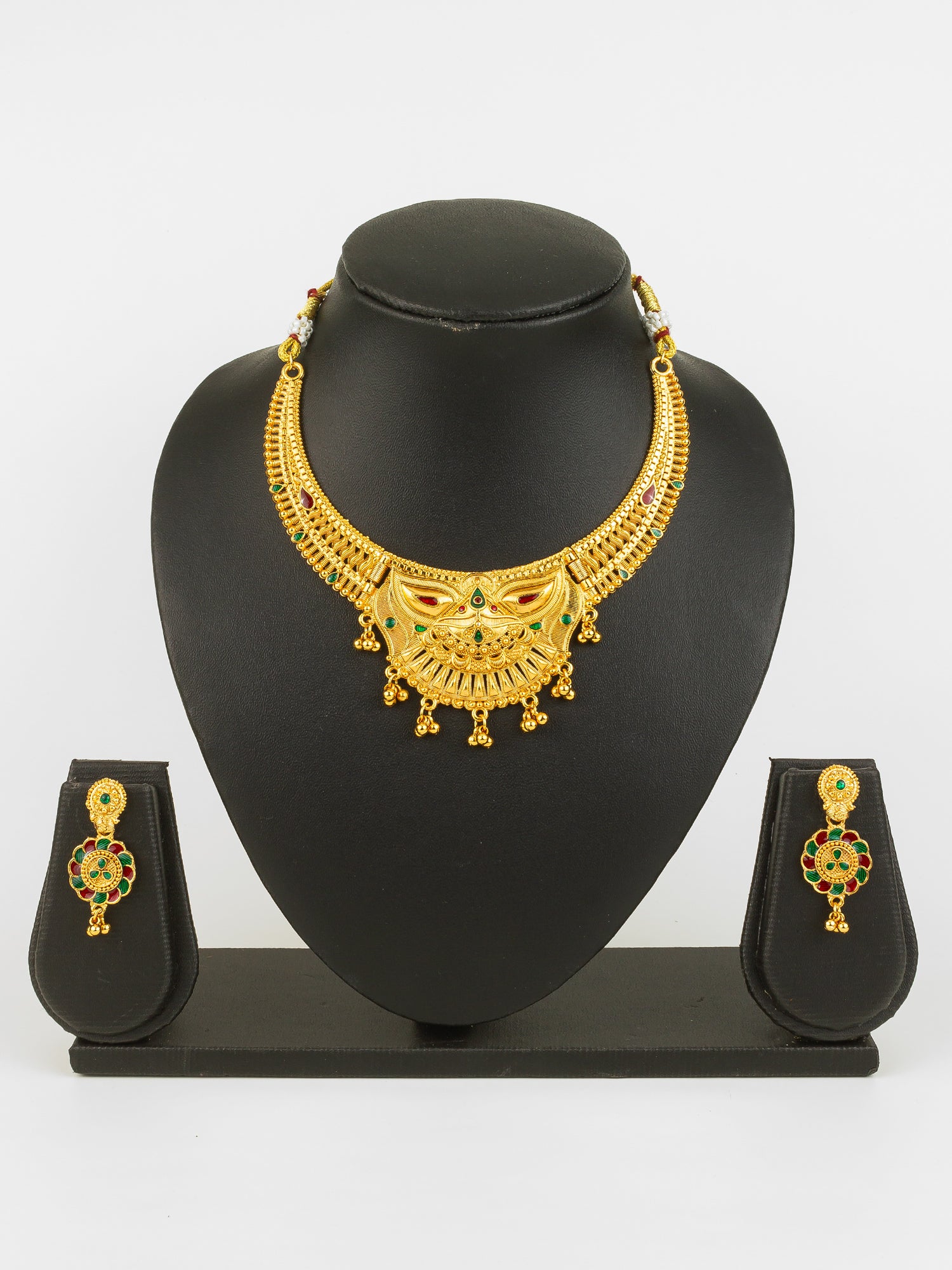 Aadita Gold-Plated Temple Necklace Set for Women | Bridal Peacock Jewellery | Traditional Design