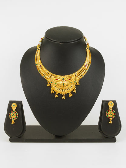 Aadita Gold-Plated Temple Necklace Set for Women | Bridal Peacock Jewellery | Traditional Design