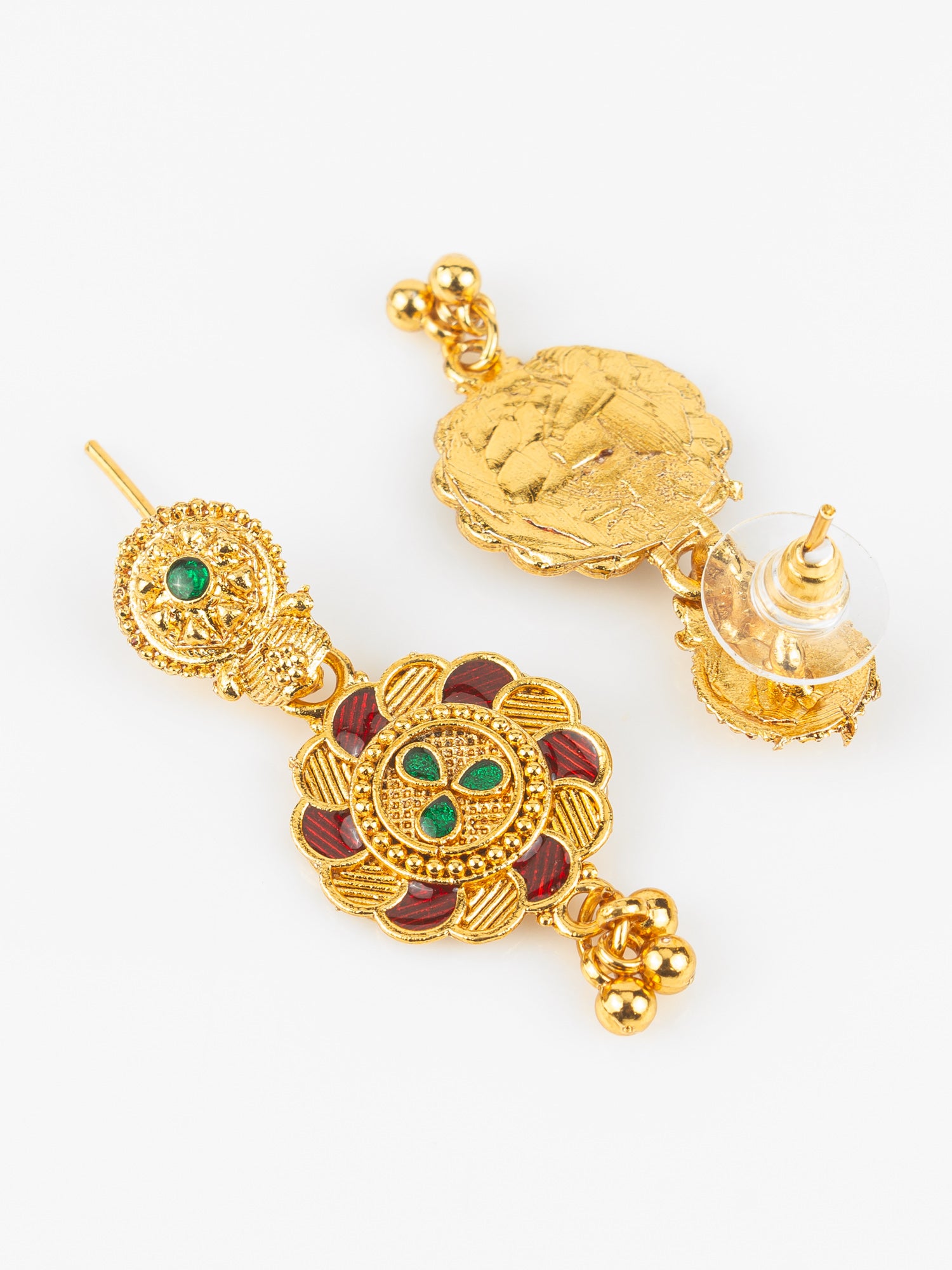 Aadita Gold-Plated Temple Necklace Set for Women | South Indian Bridal Jewellery | Antique Design