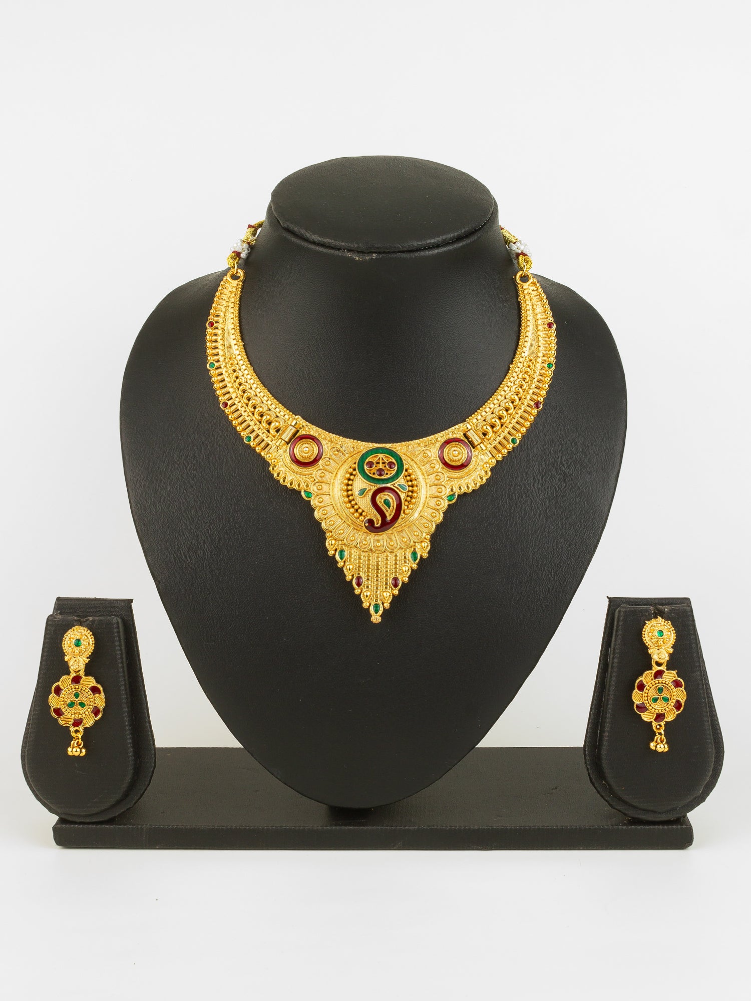 Aadita Gold-Plated Temple Necklace Set for Women | South Indian Bridal Jewellery | Antique Design