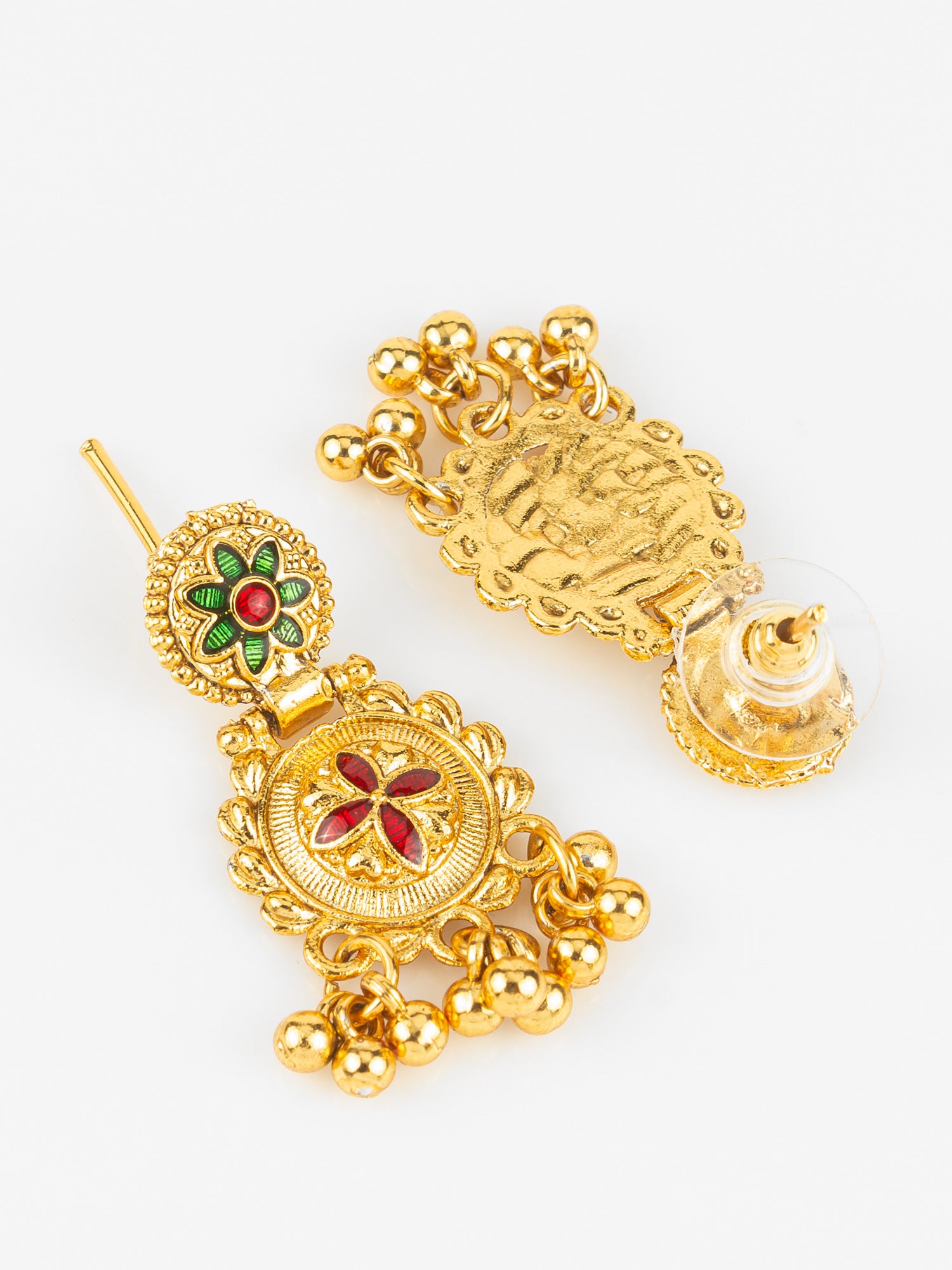 Aadita South Indian Gold-Plated Necklace Set | Traditional Bridal Temple Jewellery with Earrings