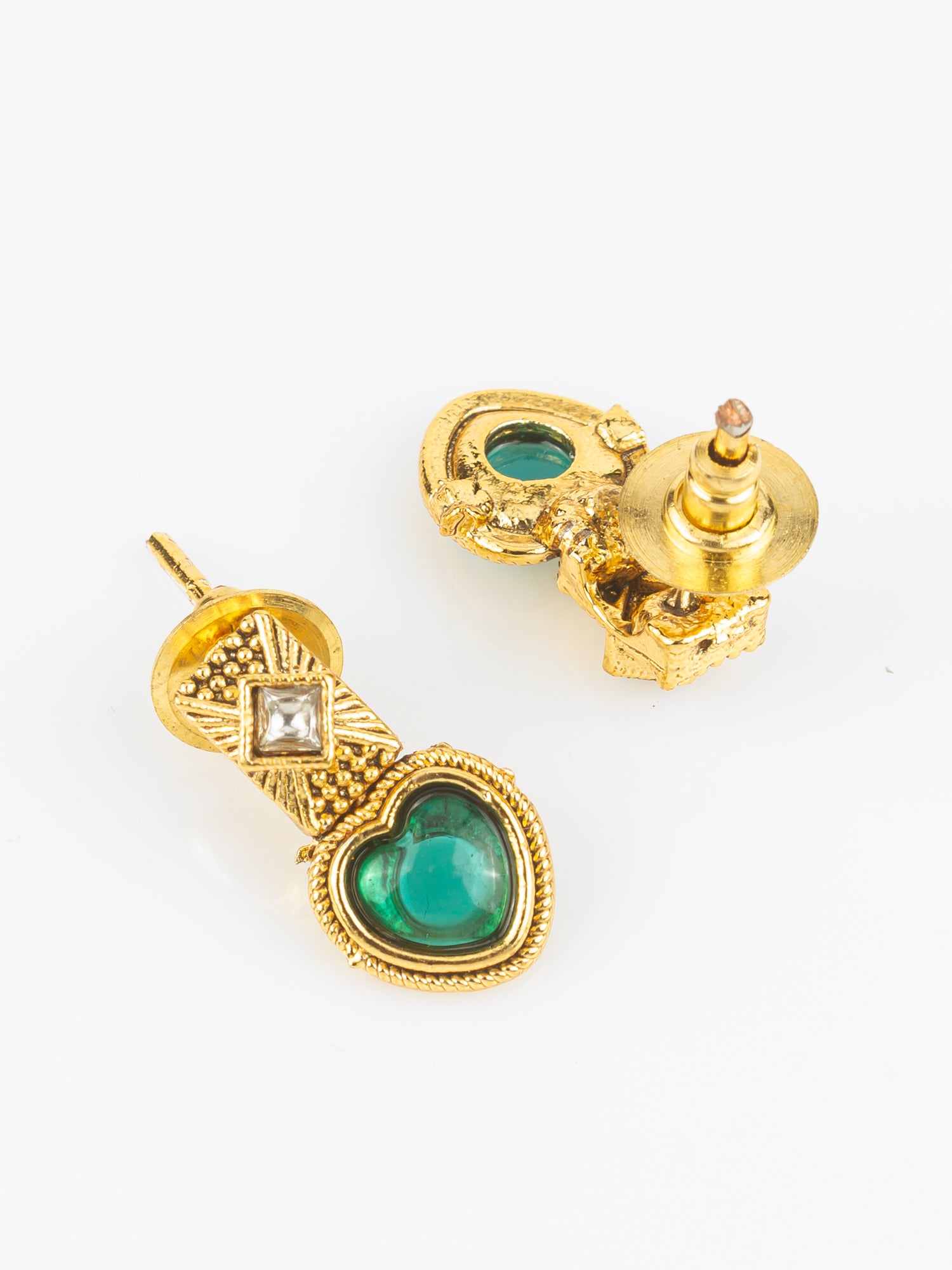 Aadita Gold Plated Green Heart Drop Designer Necklace Set for Women