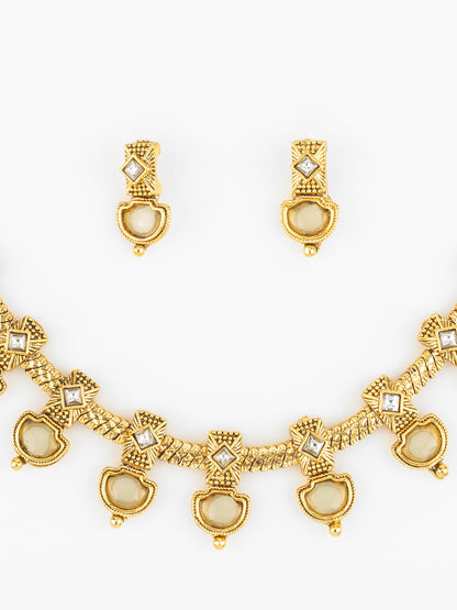 Aadita Gold Plated Kundan Heart Motif Traditional Necklace Set for Women
