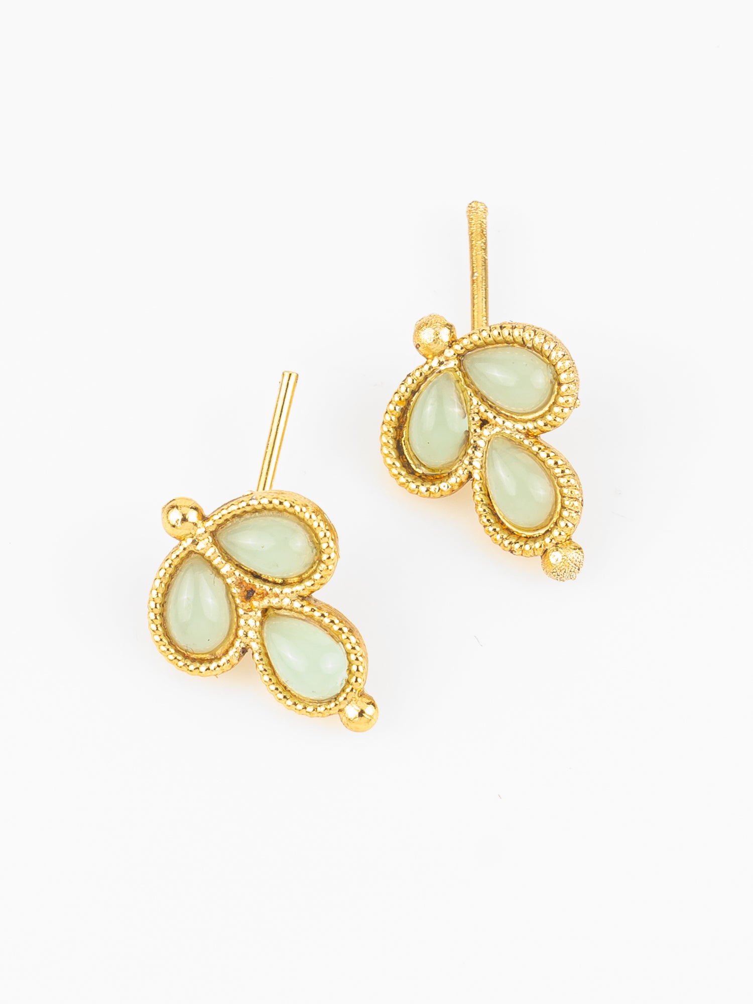 Aadita Gold Plated Mint Teardrop Beads Traditional Necklace Set for Women