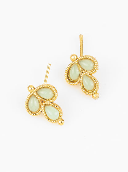 Aadita Gold Plated Mint Teardrop Beads Traditional Necklace Set for Women