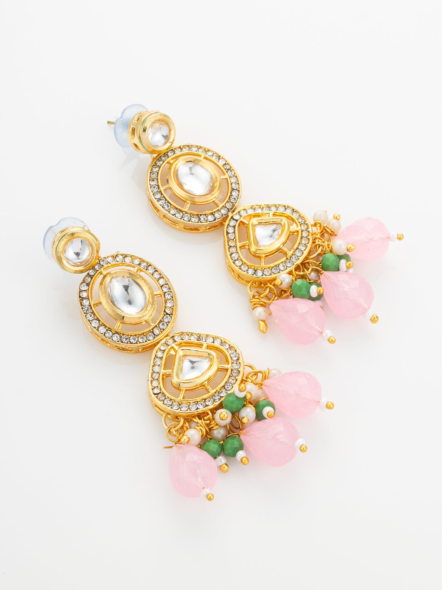 Aadita Gold Plated Kundan and Pink Stone Grand Necklace Set