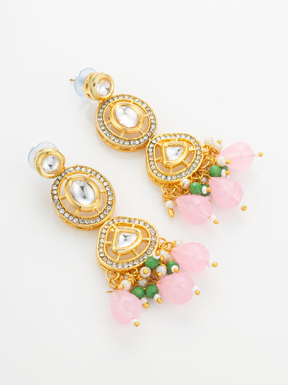Aadita Gold Plated Kundan and Pink Stone Grand Necklace Set