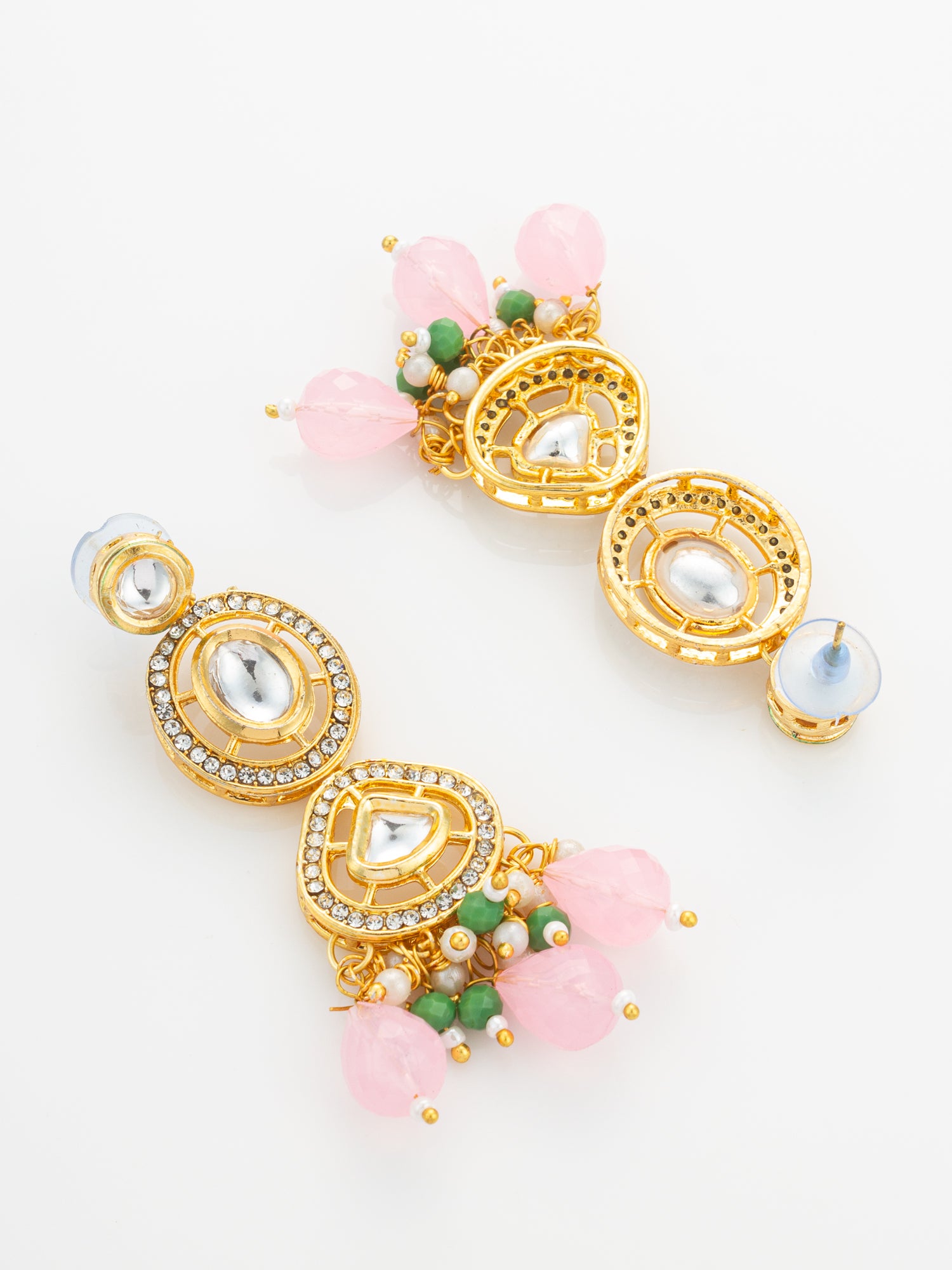 Aadita Gold Plated Kundan and Pink Stone Grand Necklace Set