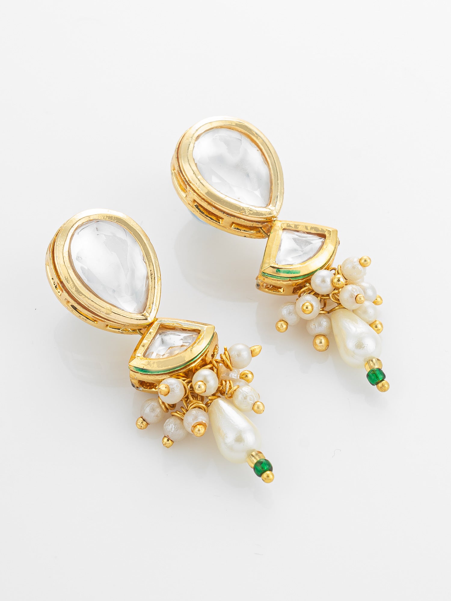 Aadita Green Enamel and Pearl Kundan Necklace Set