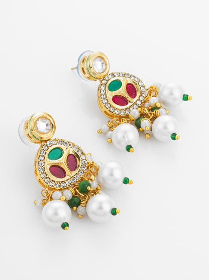 Aadita Traditional Kundan Gold Plated Choker Necklace Set with Pearls