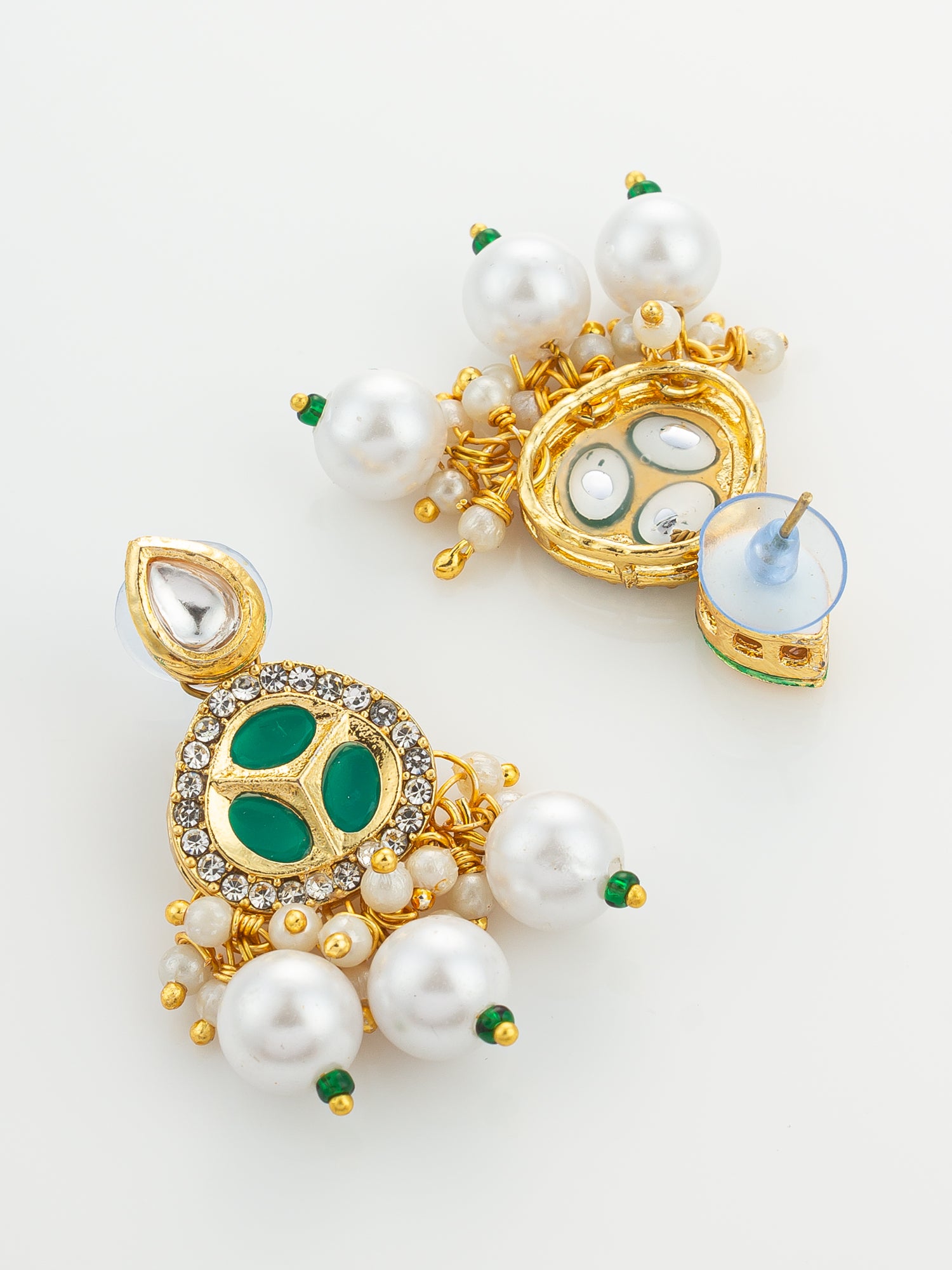 Aadita Green Bead Stranded Kundan Gold Plated Choker Necklace Set