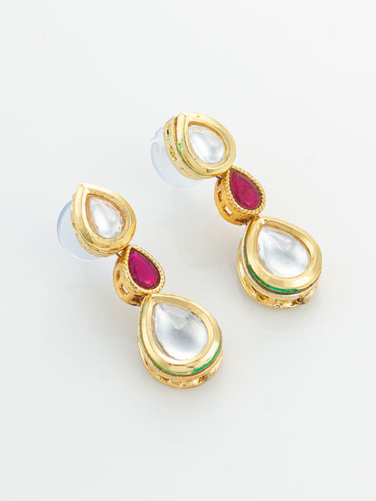 Aadita Ruby Red Kundan Gold Plated Traditional Pendant Necklace Set