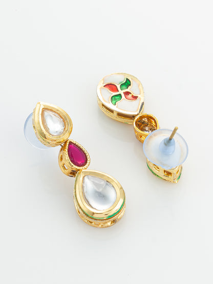 Aadita Ruby Red Kundan Gold Plated Traditional Pendant Necklace Set