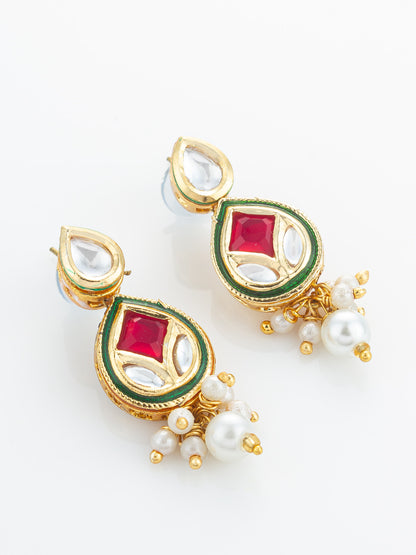 Aadita Ruby Red Crescent Kundan Necklace Set