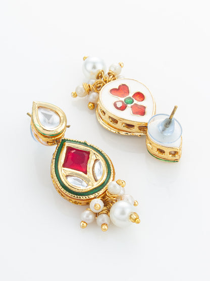 Aadita Ruby Red Crescent Kundan Necklace Set