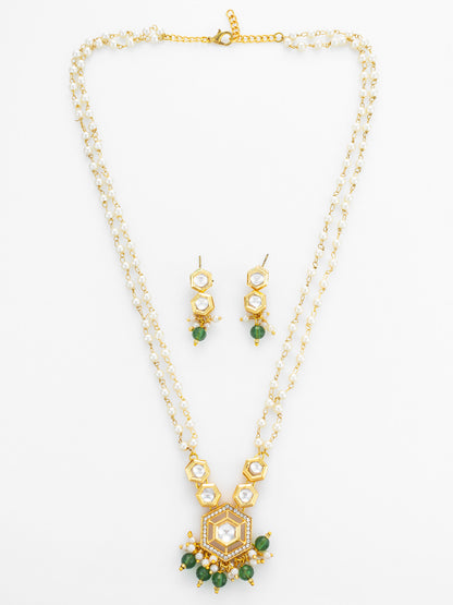 Aadita Long Pearl Strand Hexagonal necklace Set