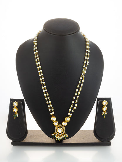 Aadita Long Pearl Strand Hexagonal necklace Set