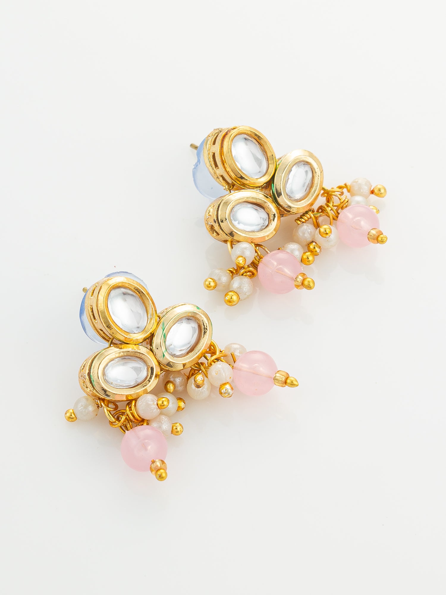 Aadita Gold Plated Kundan and Pink Pearl Long Necklace Set