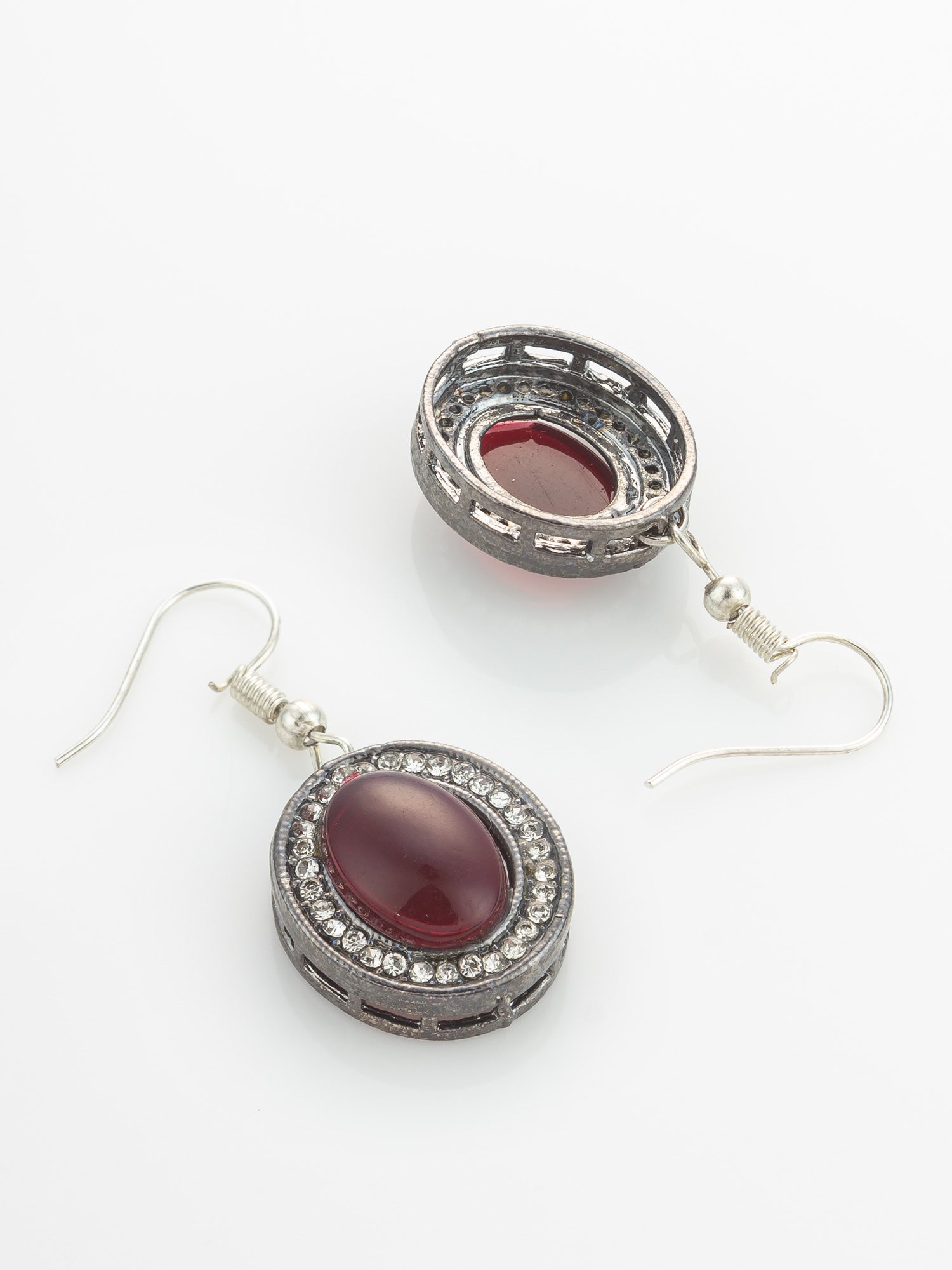 Aadita Silver Plated Pearl Choker Set with Maroon Stone