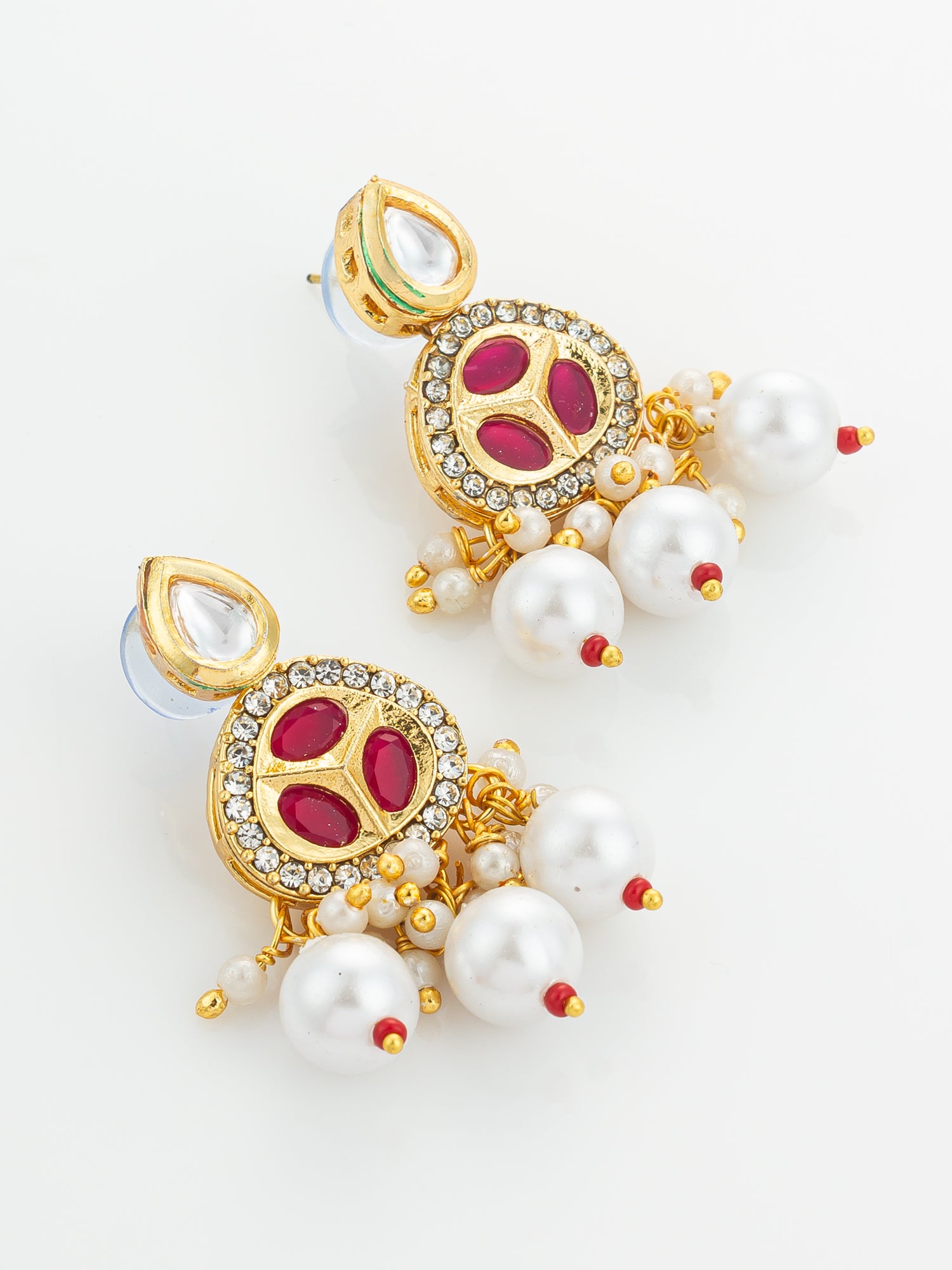 Aadita Gold Plated Pink and White Pearl Kundan Choker Set